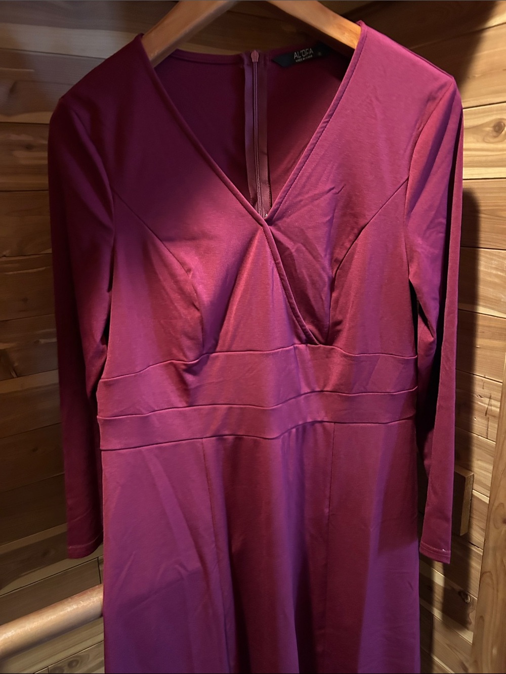Aldo Plum V-Neck Long Sleeve Women’s Dress
